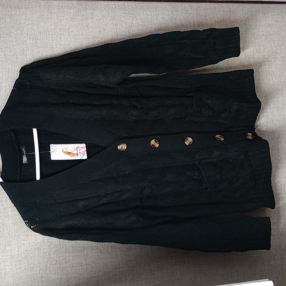 Prettygarden Sweaters - Prettygarden Knitted Black Button Down Chunky Outerwear Cardigan - Size L